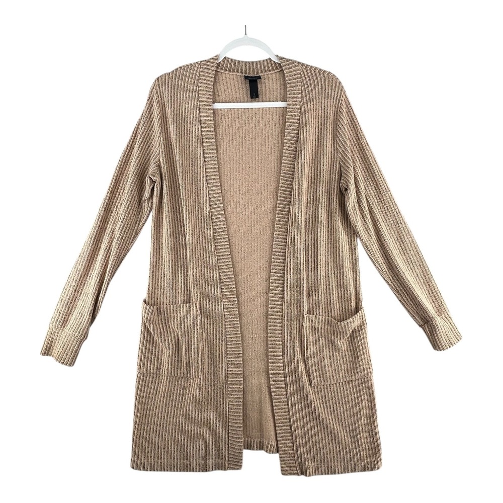 Daytrip Open Front‎ Duster Cardigan Long Sleeve Pockets Ribbed Knit Womens Small